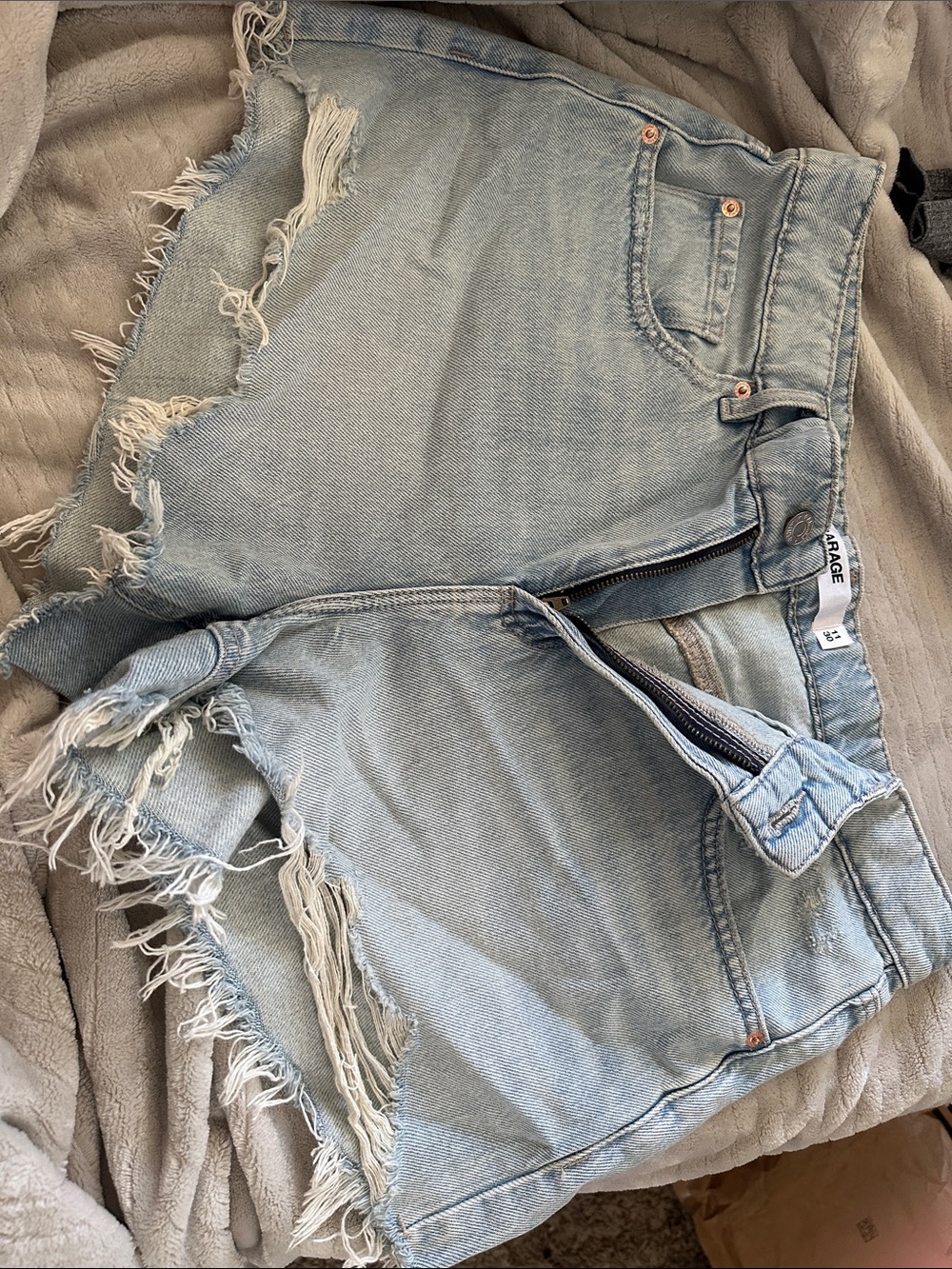 Garage Light Wash Distressed Denim Jean Shorts